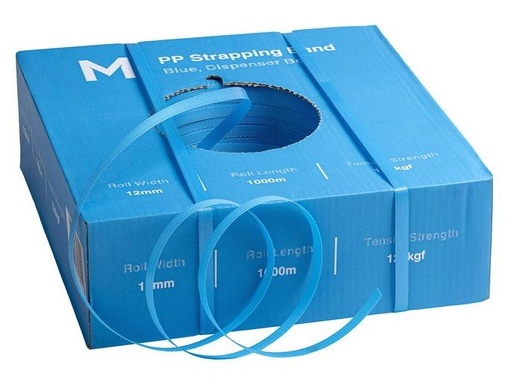 [LMD11120] PP Hand Strapping Band - Blue, 12mm x 1000m x 0.60mm, 120kgf (1)     