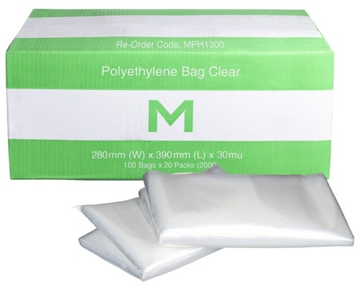 [LMD1300] FP Polyethylene Bag w/Flap - Clear, 280mm x 390mm x 30mu (2000)