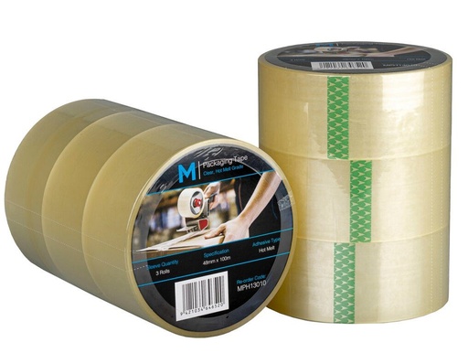 [LMD13010] Premium Hot Melt Packaging Tape - Clear, 48mm x 100m x 50mu (36) *Strong Adhesive