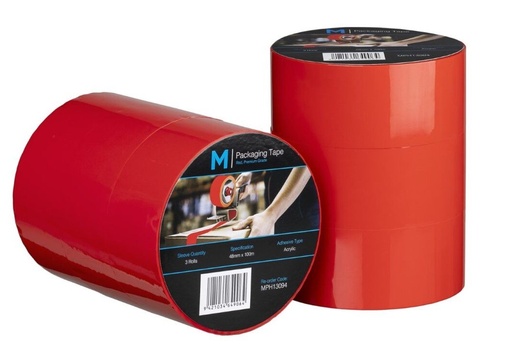 [LMD13094] Premium Acrylic Packaging Tape - Red, 48mm x 100m x 55mu (36) 