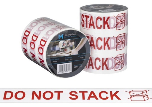 [LMD13183] Message Tape Do Not Stack - White/Red, 48mm x 100m x 50mu (36)