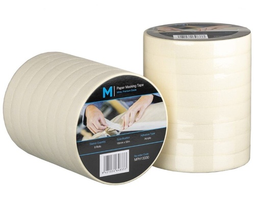 [LMD13330] General Purpose Masking Tape - Cream, 18mm x 50m x 130mu (96) *2 Day Removal