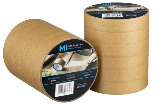 [LMD13357] Kraft Paper Packaging Tape - Tan, 24mm x 50m x 125mu (72) 