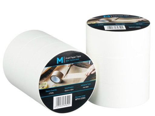 [LMD13365] Kraft Paper Packaging Tape - White, 48mm x 50m x 125mu (36)