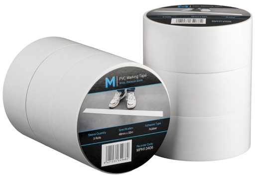 [LMD13406] PVC Floor Marking Tape - White, 48mm x 33m x 150mu (18)