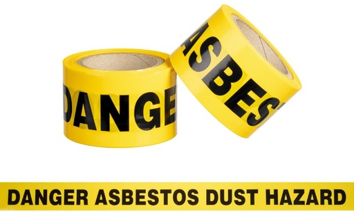 [LMD13425] Danger Asbestos Barrier Tape - Yellow/Black, 75mm x 50m x 85mu (12)