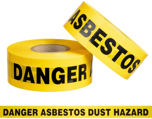 [LMD13426] Danger Asbestos Barrier Tape - Yellow/Black, 75mm x 300m x 85mu (6)