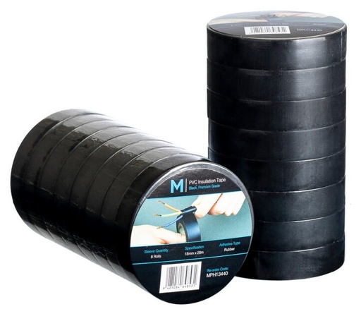 [LMD13440] PVC Electrical Insulation Tape - Black, 18mm x 20m x 180mu (96)