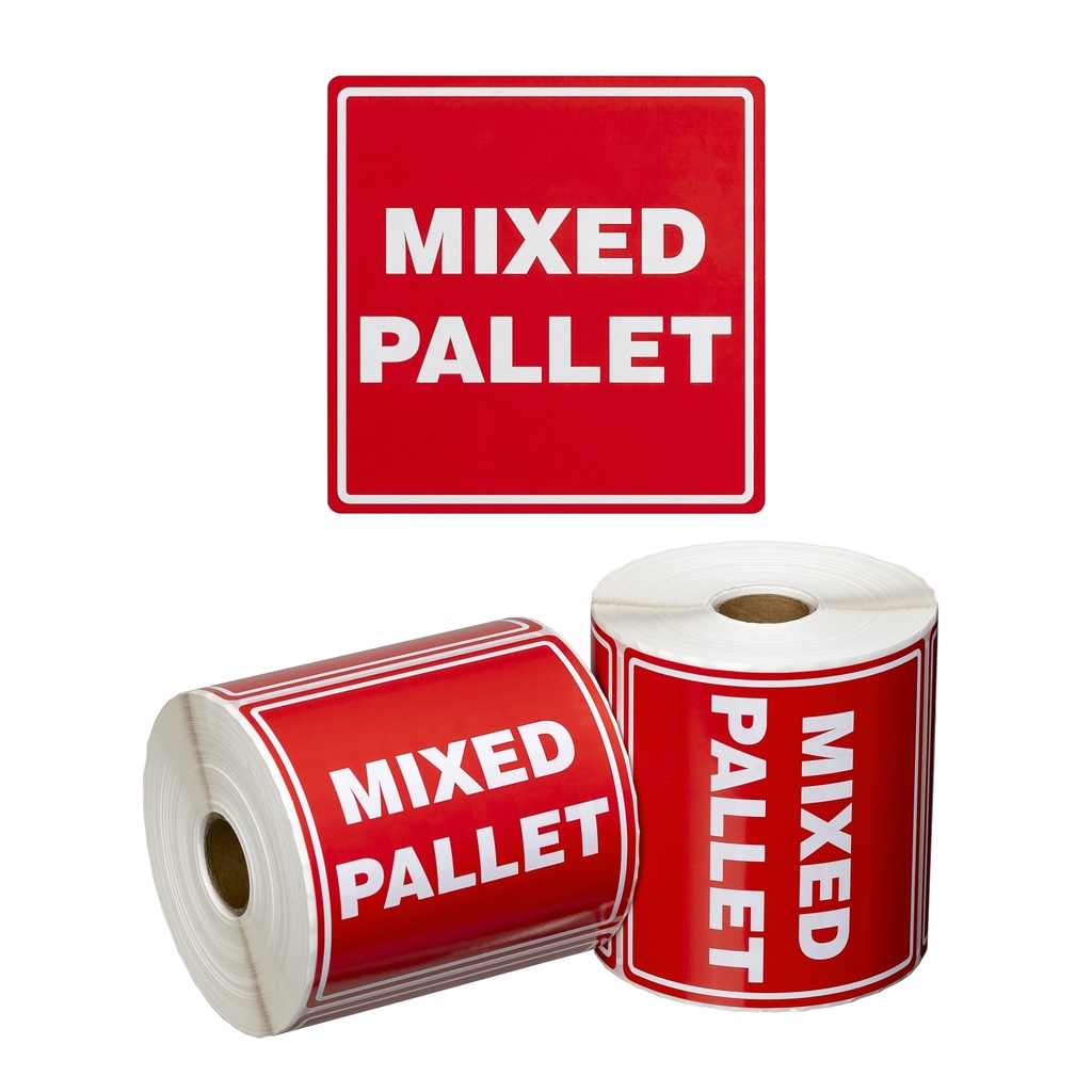Handling Label Mixed Pallet - Red/White, 99mm x 99mm (500) | LMD B2B