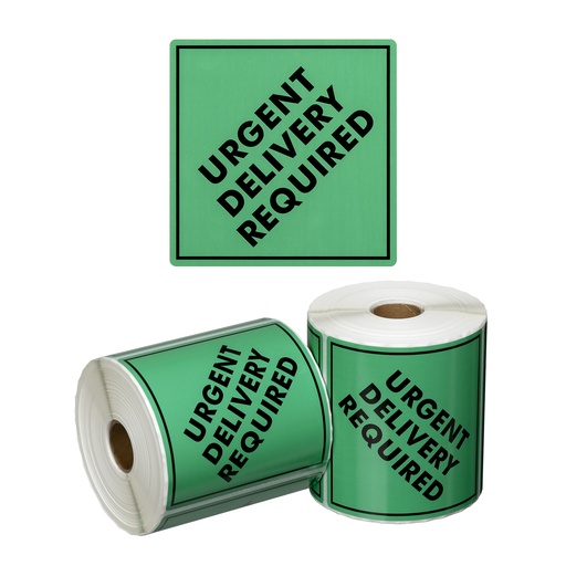 [LMD15110] Handling Label Urgent Delivery - Green/Black, 99mm x 99mm (500)