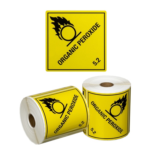 [LMD15280] DG Label Organic Peroxide 5.2 - Yellow/Black, 99mm x 99mm (500)