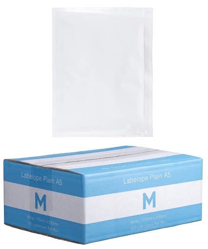 [LMD15986] Plastic Labelope Plain A5 - White, 175mm x 230mm (500)             