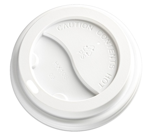 [LMD16234] PS Plastic Cup Lids - White, 80mm Diameter (1000)
