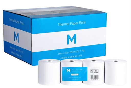 [LMD22280] Thermal Paper Roll - White, 80mm x 80mm, 1 Ply, FSC Mix® (24) *Cash Register