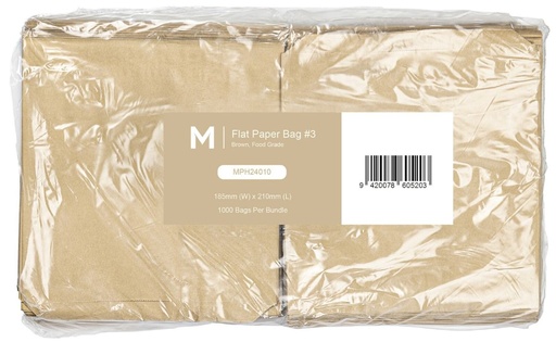 [LMD24010] Paper Bag #3 - Brown, 185mm x 210mm, 40gsm (1000)