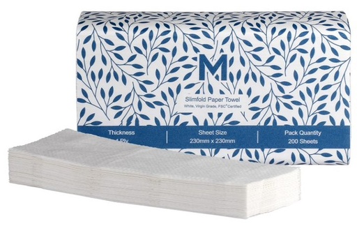 [LMD27110] Slimfold Paper Towel - White, 230mm x 230mm, 1 Ply, FSC Mix® (4000)
