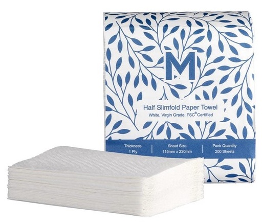 [LMD27130] Half Slimfold Paper Towel - White, 115mm x 230mm, 1 Ply, FSC Mix® (8000)