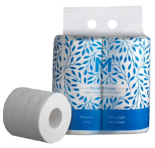 [LMD27210] Unwrapped Toilet Tissue Boxed - White, 2 Ply, 400 Sheets, 4 Pack, FSC Mix® (48) 