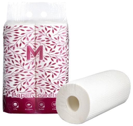 [LMD27264] Kitchen Paper Towels - White, 272mm x 226mm, 3 Ply, 60 Sheets, FSC Mix® (12) *Perforated 