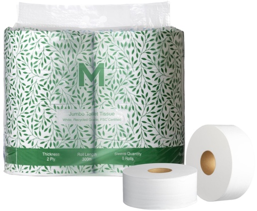 [LMD27265] Recycled Jumbo Toilet Tissue Pack - White, 2 Ply, 300m, FSC Recycled® (8)