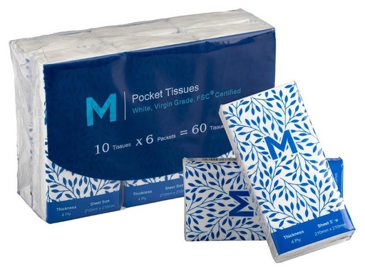 [LMD27320] Tissue Pocket Packs 1/12 Fold - White, 4 Ply, 10 Sheets, FSC Mix® (2880)