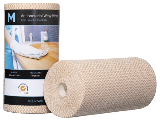 [LMD27410] Antibacterial Wavy Wipes - Brown, 300mm x 500mm, 90 Sheets, 80gsm (4) *Heavy Duty