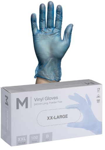 [LMD29170] Vinyl Gloves Powder Free - Blue, 2XL, 240mm Cuff, 5.0g (1000)