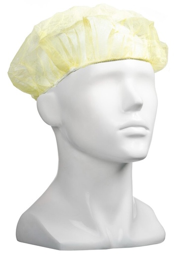 [LMD30020] Polypropylene Bouffant Hats - Yellow, 610mm Wide, 12gsm (600) *For Larger Hair Styles   
