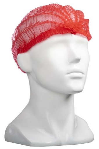 [LMD30040] Polypropylene Crimp Hats - Red, 530mm Wide, 12gsm (1000)   