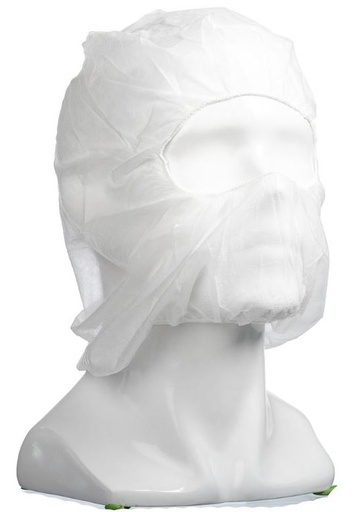 [LMD30060] Polypropylene Full Face Balaclavas - White, Elasticated, 25gsm (400)