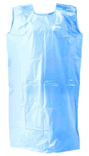 [LMD30335] Polyethylene Sleeveless Aprons - Blue, 800mm x 1400mm x 30mu (250)
