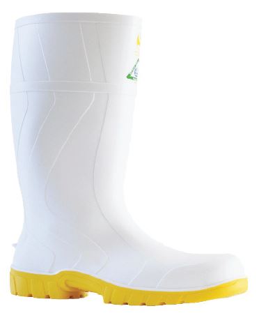 [LMD30928] Industrial PVC Gumboots - White/Yellow, Size 6 (5) *Steel Toe Cap + Steel Midsole