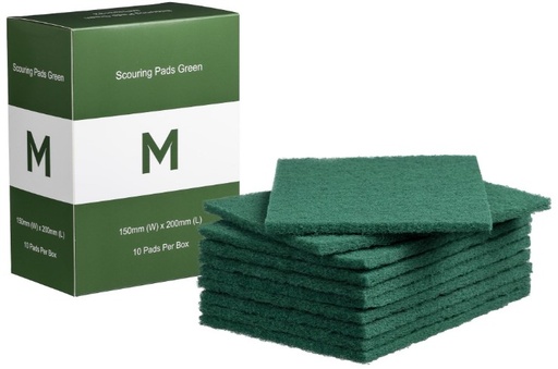[LMD33132] Regular Scouring Pads - Green, 150mm x 200mm x 8mm (80) *Heavy Duty
