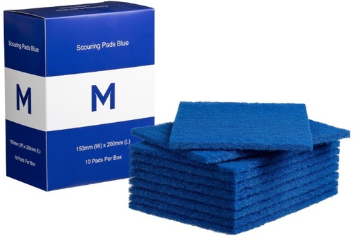 [LMD33133] Regular Scouring Pads - Blue, 150mm x 200mm x 8mm (80) *Light Duty