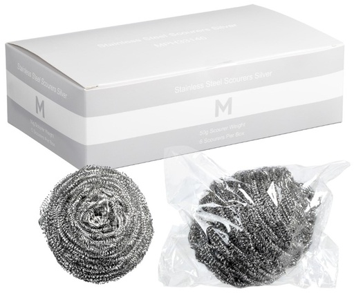 [LMD33140] Stainless Steel Scourer - Silver, 50g Scourer Weight (60) *Individually Wrapped 