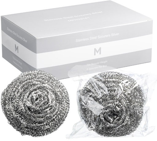 [LMD33141] Stainless Steel Scourer - Silver, 70g Scourer Weight (60) *Individually Wrapped 