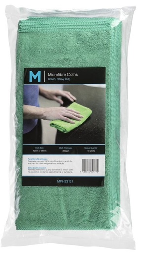 [LMD33161] Microfibre Cloths - Green, 400mm x 400mm, 300gsm (10) 
