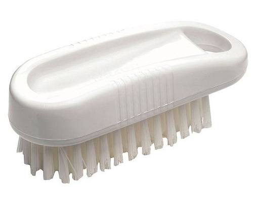 [LMD33500] Flat Nail Brush - White, Stiff Bristles (6)