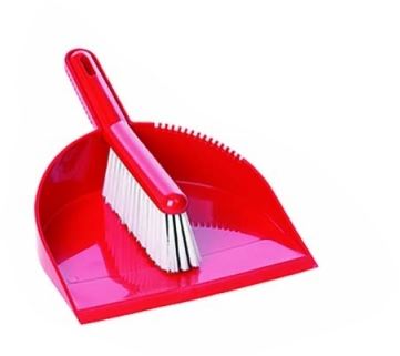 [LMD33800] Deluxe Brush & Pan Set - Red, Soft Bristles (6)
