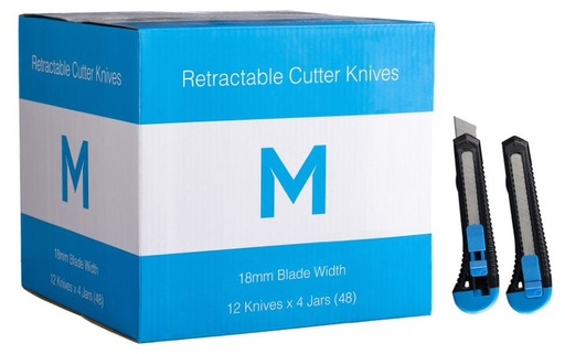 [LMD34505] Cutter Knives Jar - Blue/Black, 18mm Blade (12)