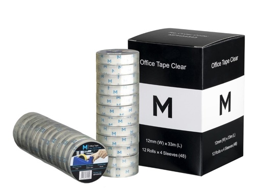 [LMD34545] Acrylic Office Tape - Clear, 12mm x 33m x 45mu, 25.4mm Core (192) *Small Core