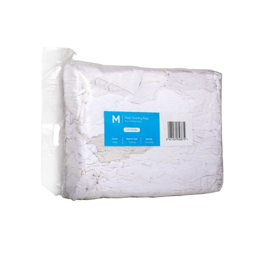 [LMD37435] White Towelling Rags - White, 10.0kg Compressed Bag (1) *A Grade Quality          