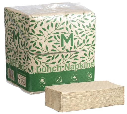 [LMD38448] Quilted Lunch Napkins 1/8 Fold - Brown, 300mm x 300mm, 2 Ply, FSC Recycled® (1200)