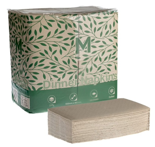 [LMD38465] Quilted Dinner Napkins 1/8 Fold - Brown, 400mm x 400mm, 2 Ply, FSC Recycled® (800)