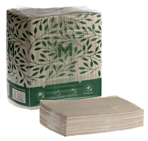 [LMD38500] Dispenser Napkins - Brown, 210mm x 330mm, 1 Ply, FSC Recycled® (6000) 