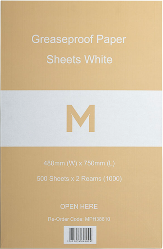 [LMD38605] Greaseproof Paper Sheets Small - White, 380mm x 480mm, 40gsm (1000) 