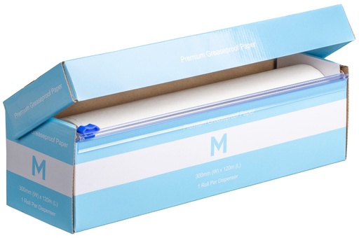 [LMD38615] Greaseproof Paper Roll - White, 300mm x 120m, 40gsm (6) 