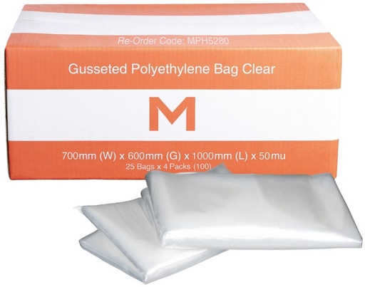 [LMD5280] FP Gusseted Polyethylene Bag - Clear, 700mm x 600mm x 1000mm x 50mu (100) 