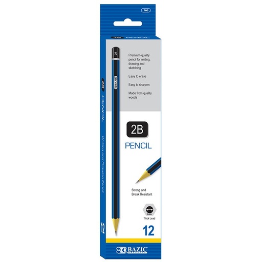 [LMD-760] Bazic #2B Premium Wood Pencil (12/Pack) (24)