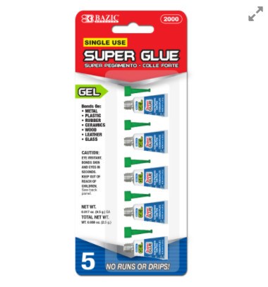 [LMD-2000] Bazic 0.017 Oz (0.5G) Super Glue Gel (5/Pack) (12)
